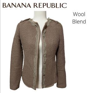 BANANA REPUBLIC Size 0 XSmall Wool Blend Military Chantelle Style Jacket Blazer